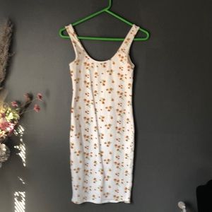 Forever 21 Bodycon Tank Dress White Floral Sz S
